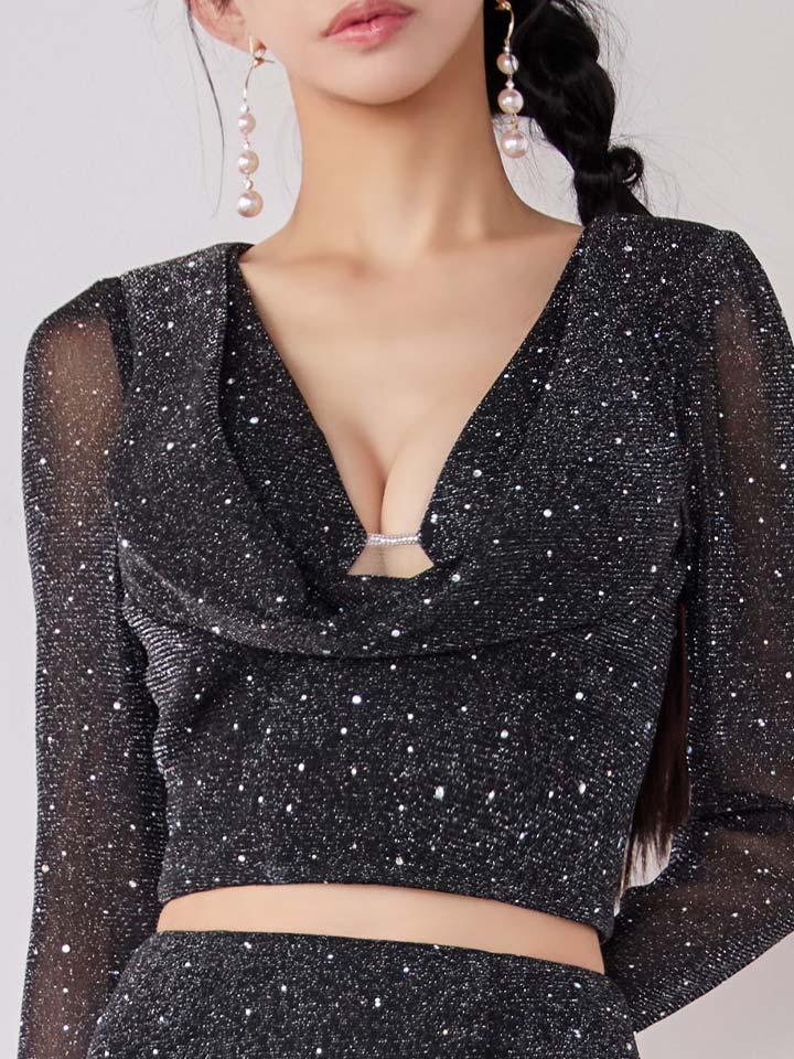JEWELSシアースリーブビジュースパンコールマーメイドミニドレス/キャバドレス JEWELSシアースリーブビジュースパンコールマーメイドミニドレス