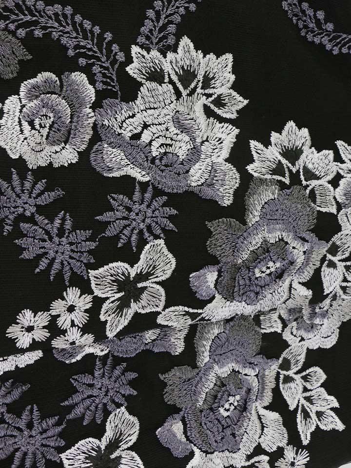 再入荷！新サイズXL登場!花柄刺繍ショートインロングドレス/ウエスト 