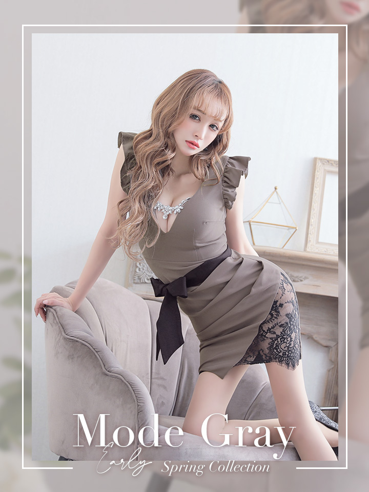 再入荷！フリルスリーブサイドシアードレス/ミニドレス/キャバドレス 