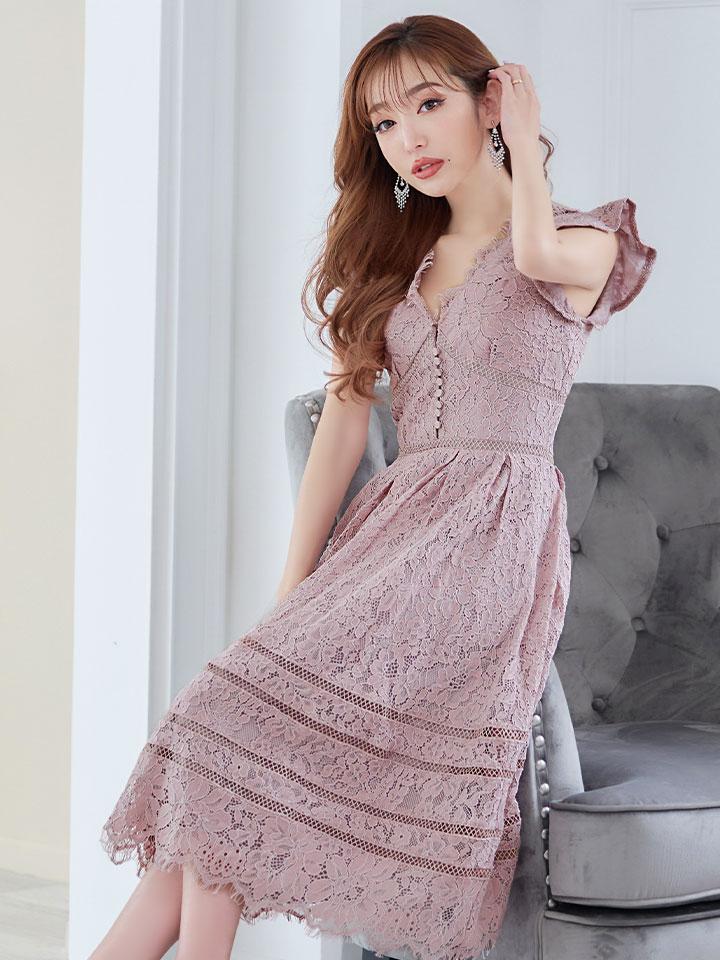 sifeel/シフィール】花柄総レースワンピースドレス/レース/背中隠し