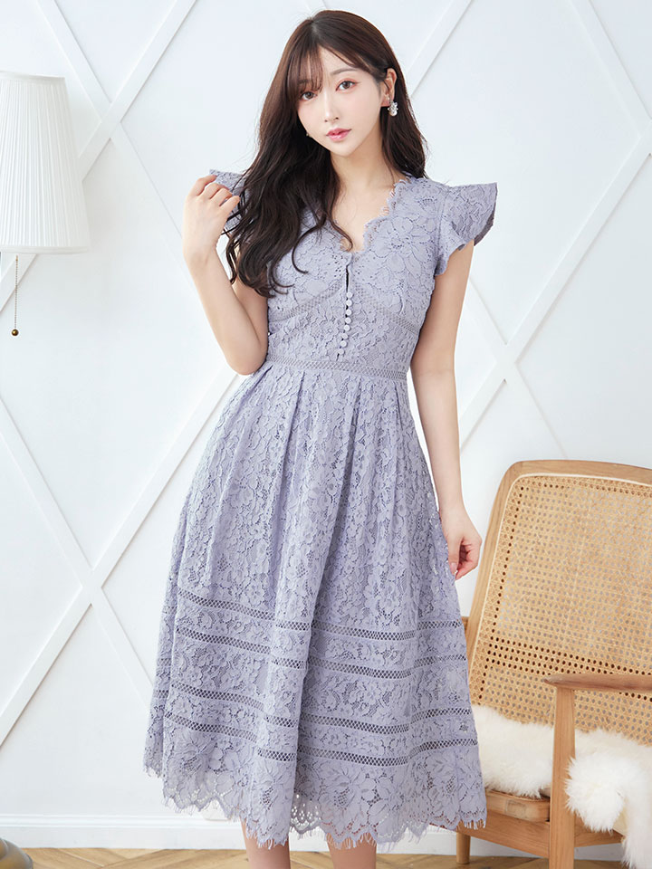 sifeel/シフィール】花柄総レースワンピースドレス/レース/背中  