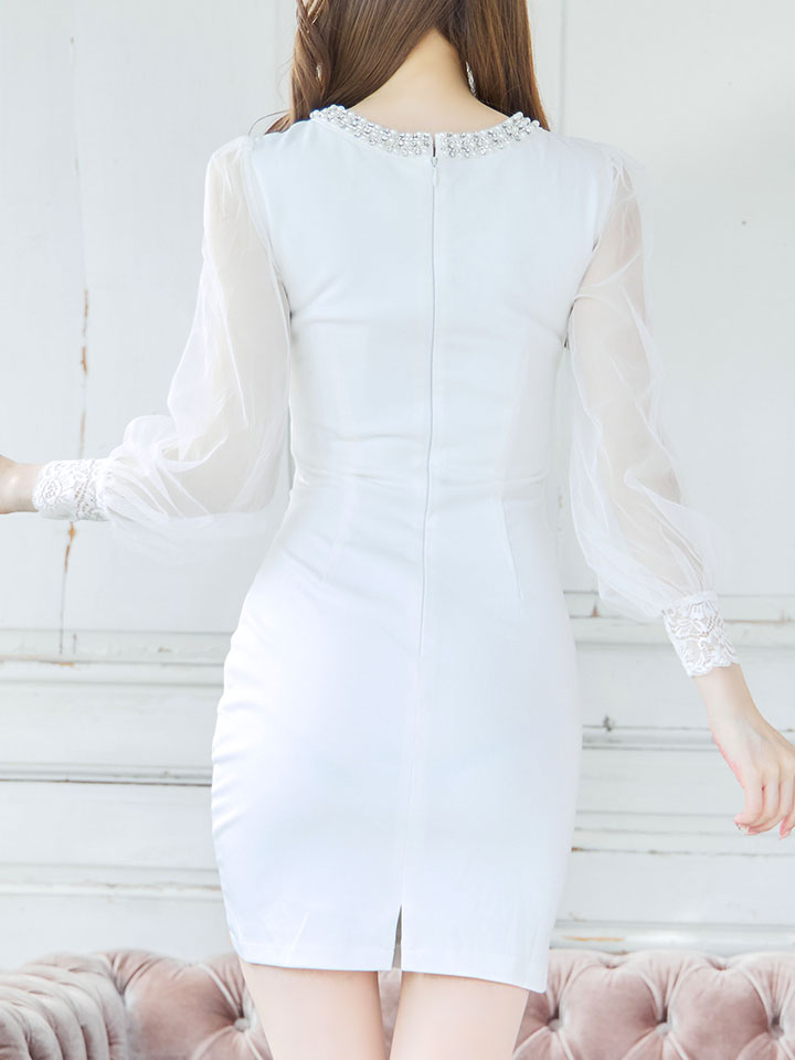 SALE!ホルターネックビジューラインドレス/チュール/フロント