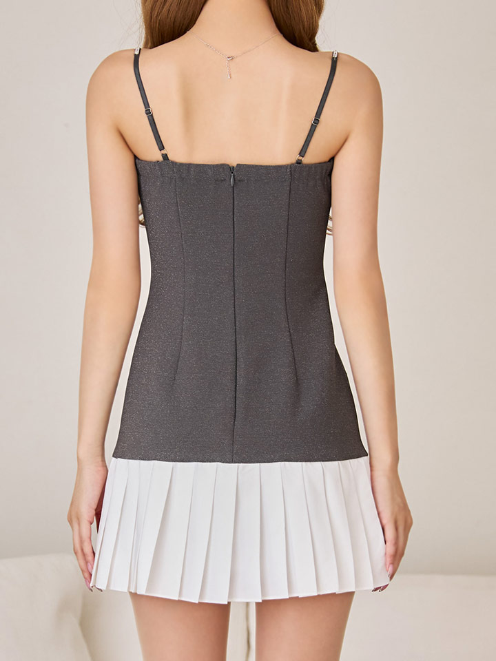 JEWELS ラメリボンキャミソールドレス/ビジュー/ミニドレス/キャバドレス 送料無料！ラメリボンキャミソールドレス/キャバドレス【XS-L