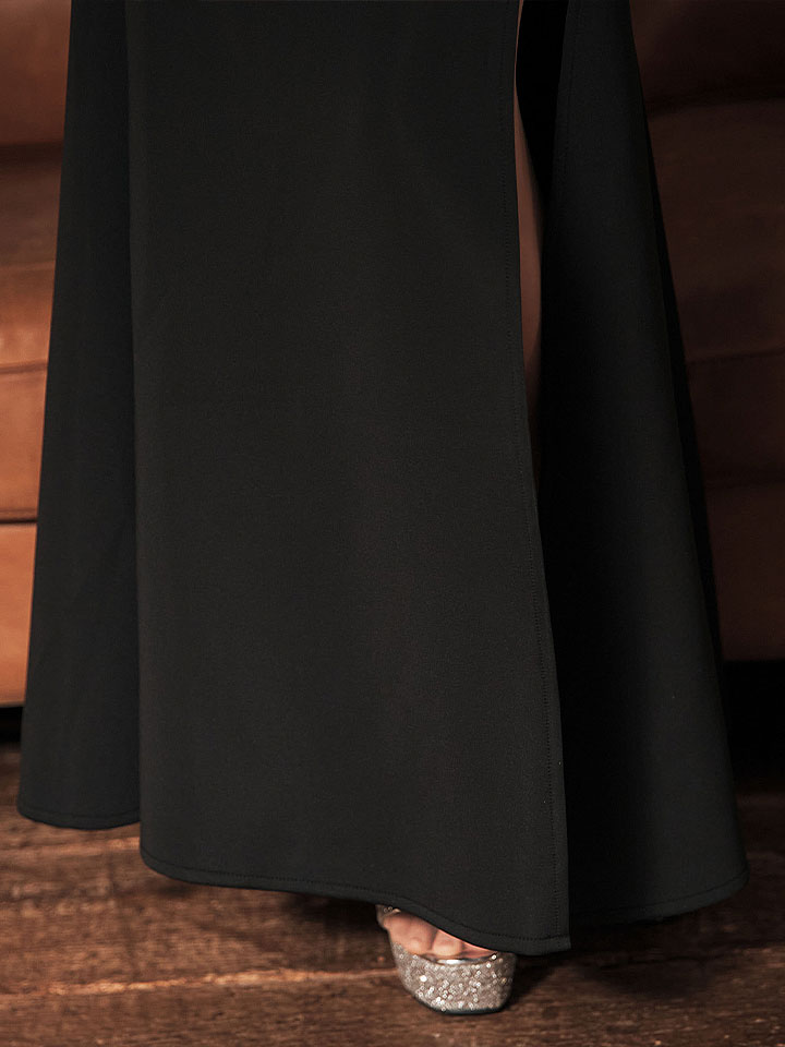 ビジューストレッチサイドスリットロングドレス/キャバドレス【S-L