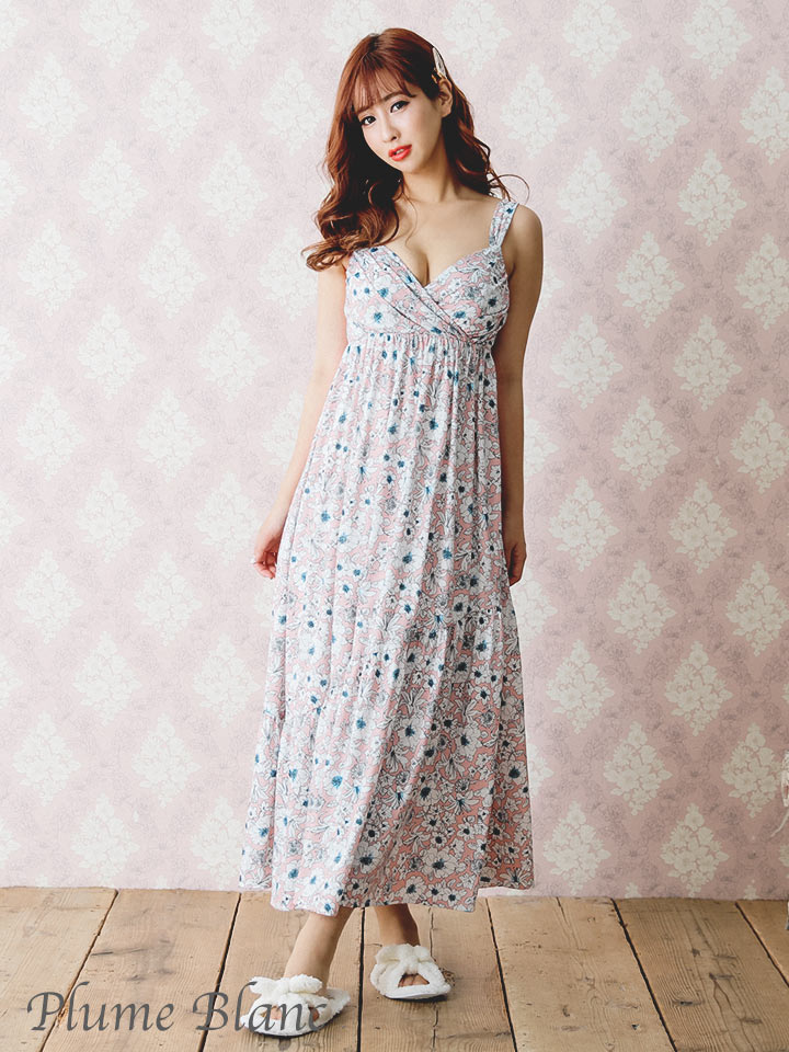 Plume Blanc プリュムブラン 青木りえちゃんプロデュース ルームウェア ピンクフラワー キャミソールワンピース Hc02 ドレスショップ Jewels ジュエルズ