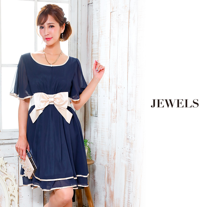 Sale S Mサイズ 4カラー リボン付きaラインワンピース キャバドレス ミニドレス Hc02 2