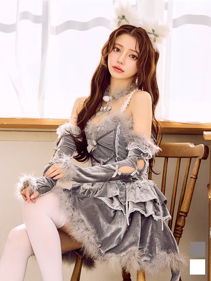 デコレーションファーキャットドレス【Malymoon/マリームーン】 即日発送】【ハロウィン】デコレーションファーキャットドレス