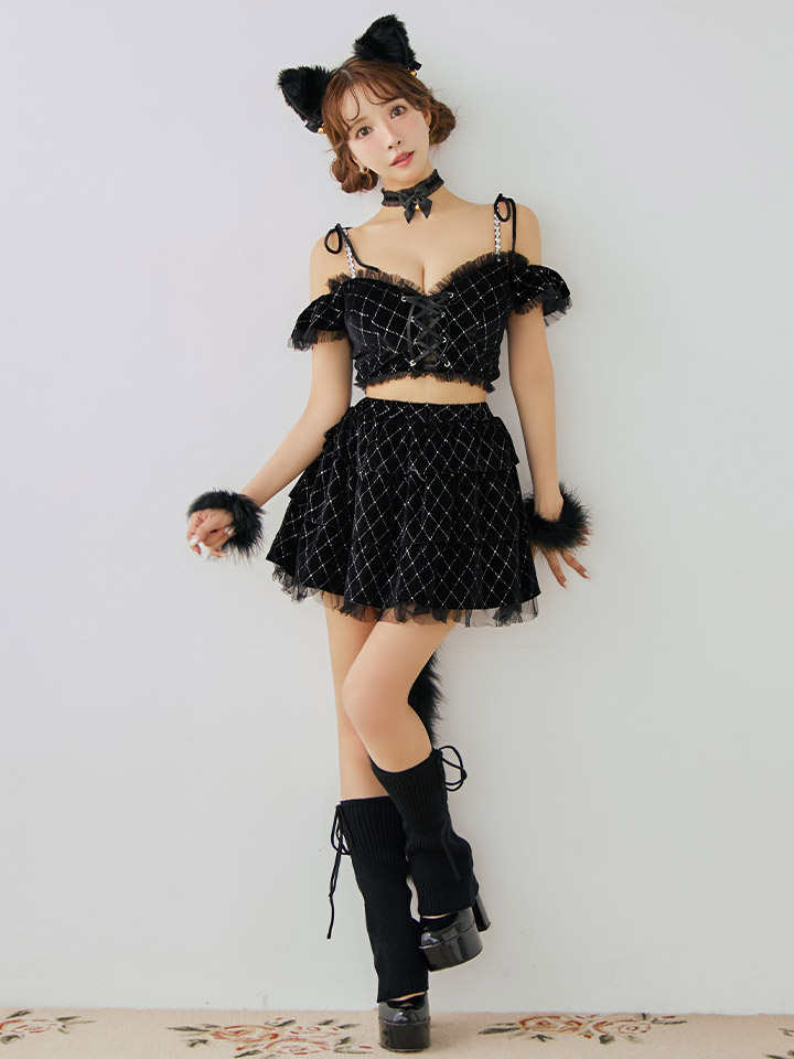 AngelR - 3カラーフリルキャット ハロウィンコスプレ6点セット AngelR - 3カラーフリルキャット ハロウィンコスプレ6点セット