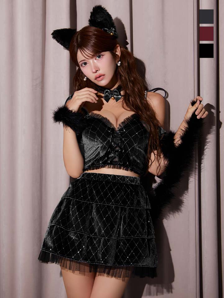 ハロウィン コスプレ キャット 猫 アニマル キャバ 小物セット Jewels 即日発送】【ハロウィン】キャットオフショルビジュー