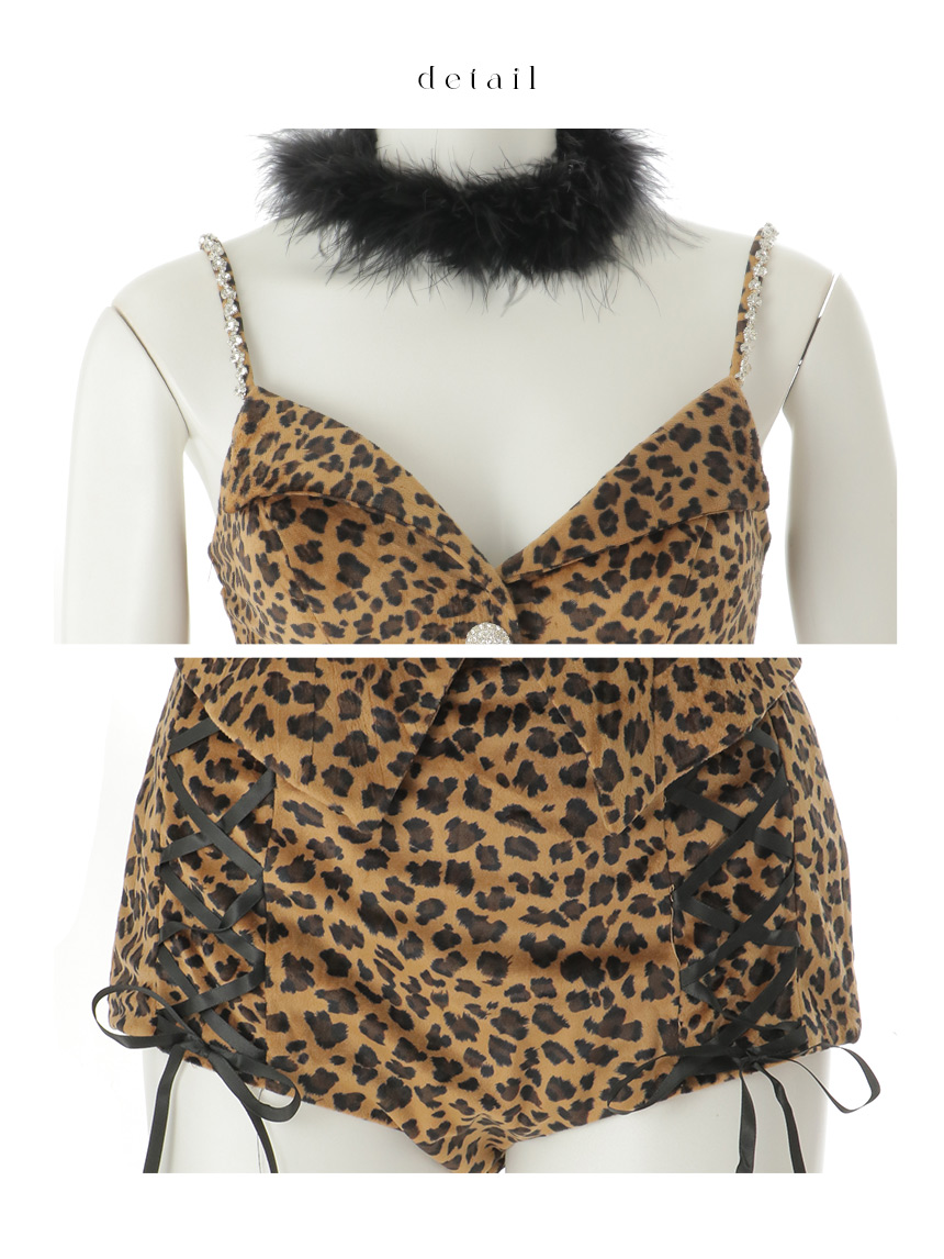 即日発送】【ハロウィン】豹柄/レオパードビスチェセットアップ
