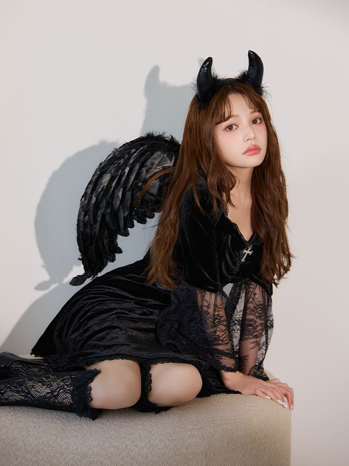 即日発送】【ハロウィン】ハーネスデビルベロアワンピース【コスプレ5