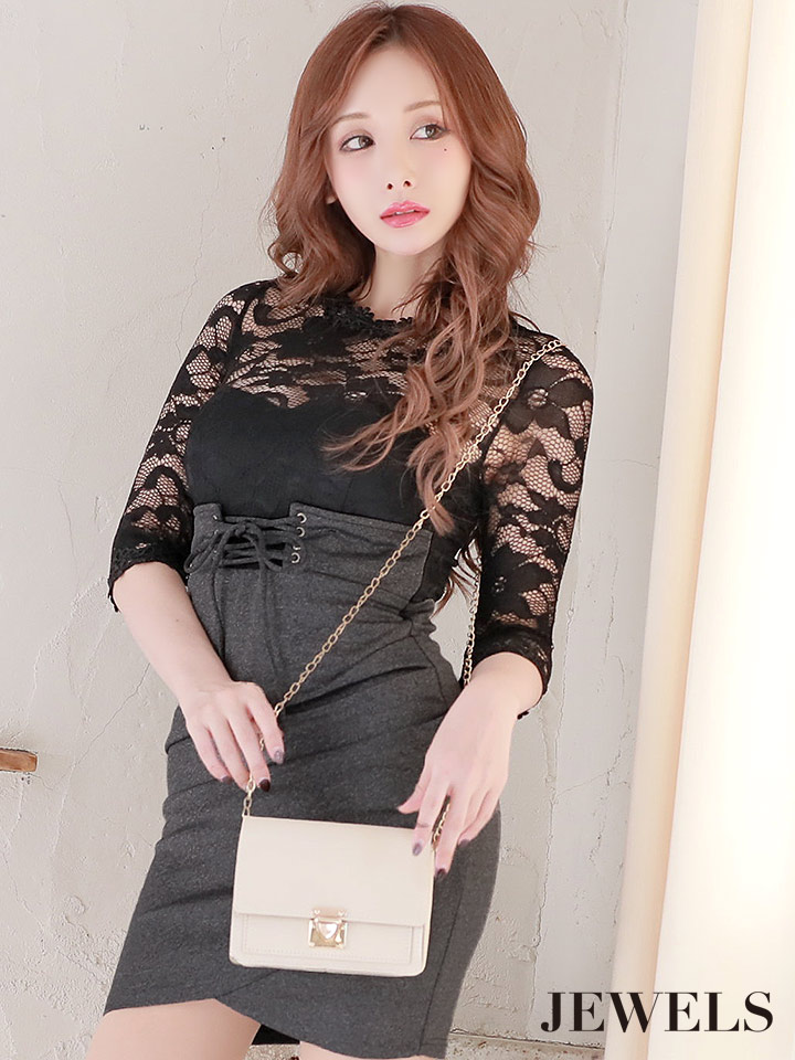 フラワー レース レースアップ ドッキングワンピース キャバドレス ミニドレス S Xlサイズ 1カラー Of03 Im