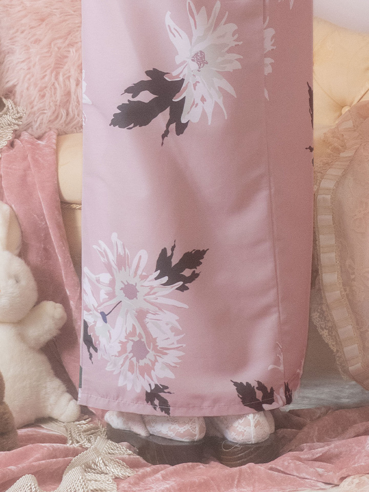 浴衣】 くすみピンク地xニュアンスフラワー 牡丹柄 浴衣 siwa-k02 
