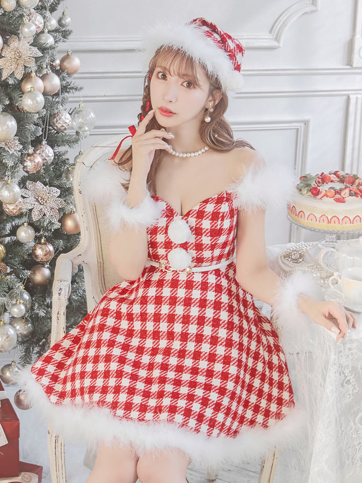 サンタコス  ミニワンピース オフショル  コスプレイベント christmas